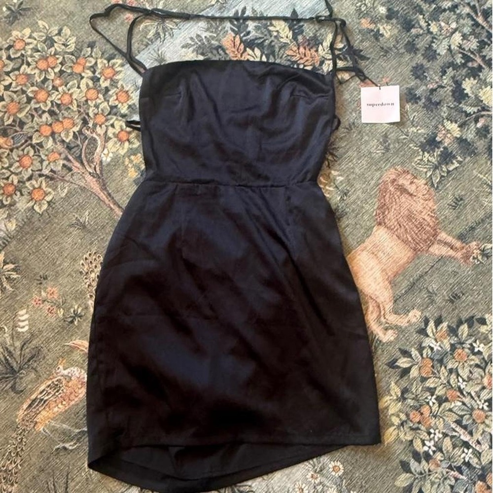 Superdown  black satin mini dress with adjustable straps